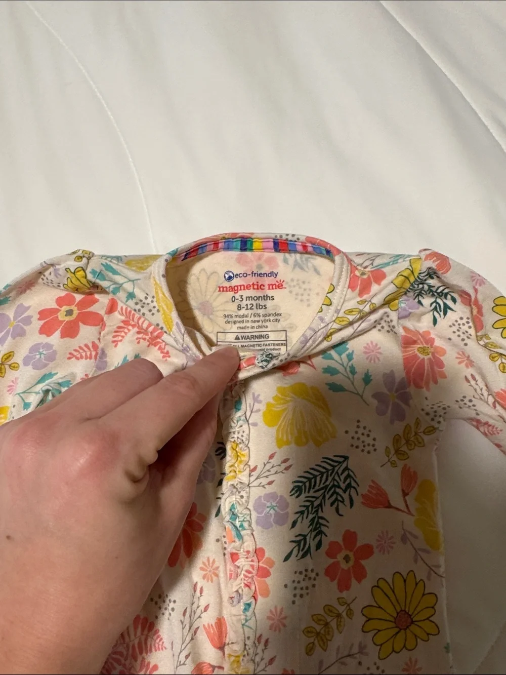 Magnetic Me Primrose Cottage Ruched Ruffle Footie - Pink, Yellow & Green Floral